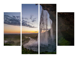 4-piece-canvas-print-evening-mood-at-the-waterfall