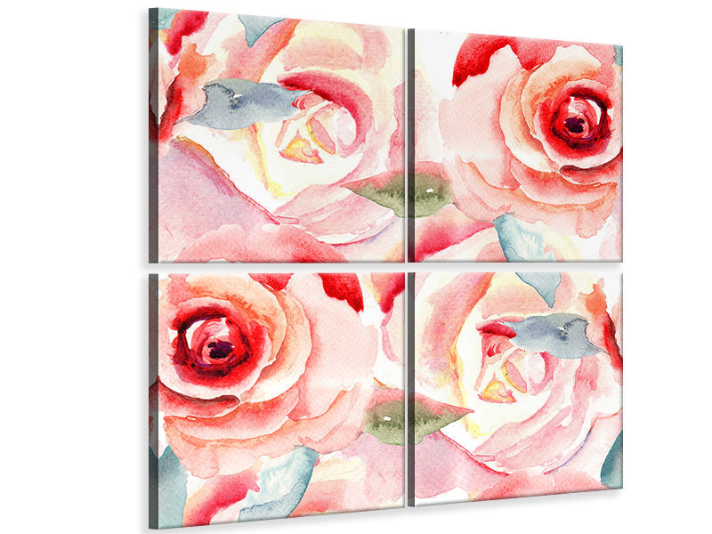 4-piece-canvas-print-painting-rose