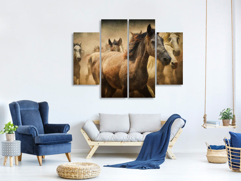 4-piece-canvas-print-painting-wild-horses