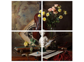 4-piece-canvas-print-still-life-with-violin-and-bust
