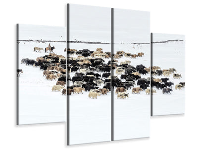 4-piece-canvas-print-yaks-in-snow