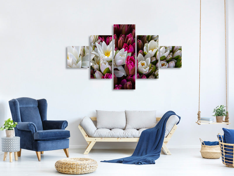 5-piece-canvas-print-a-bouquet-of-water-lilies