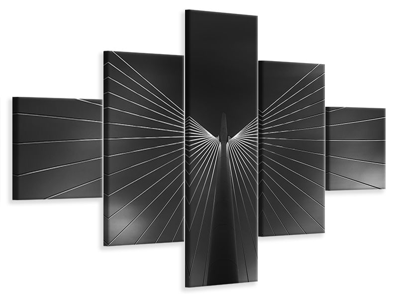 5-piece-canvas-print-angel-in-black-and-white