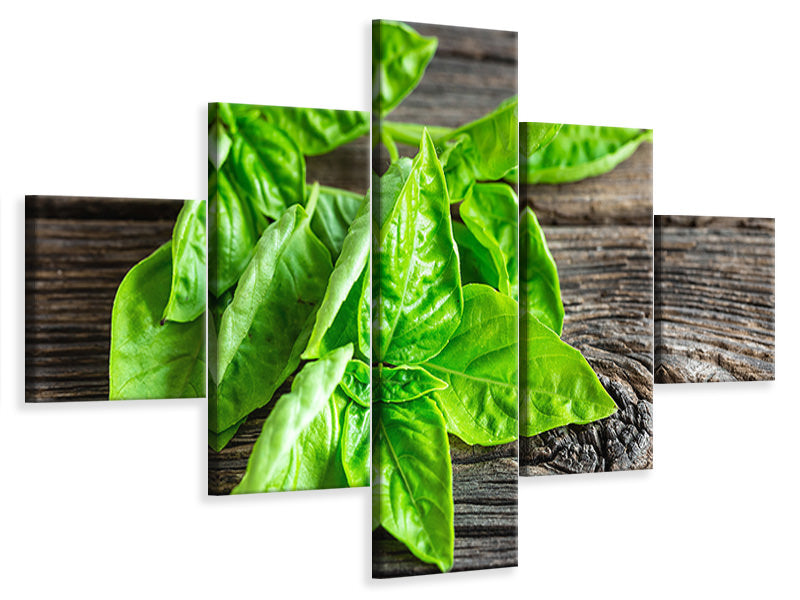 5-piece-canvas-print-basil-leaves-ii