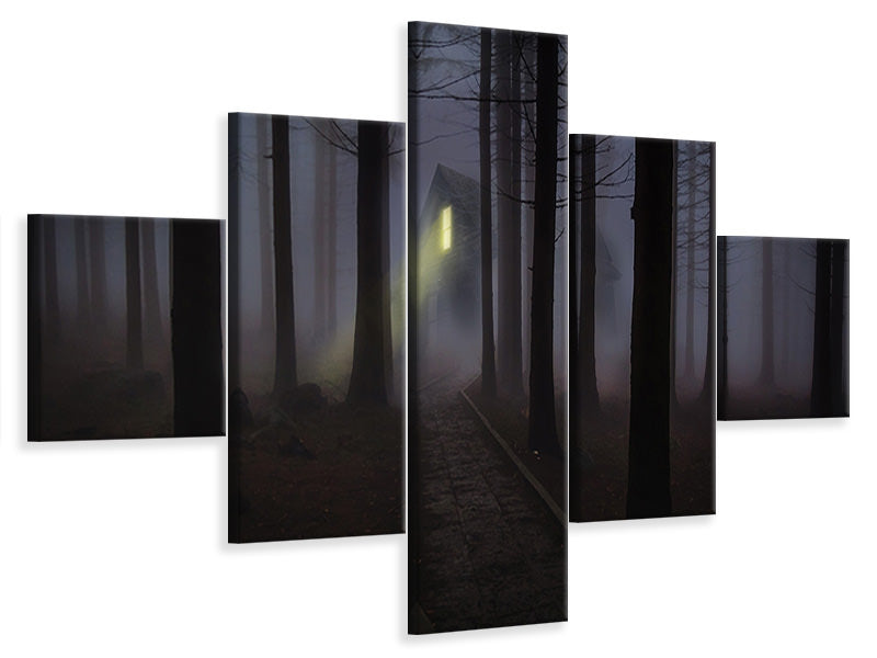 5-piece-canvas-print-fog-in-the-forest
