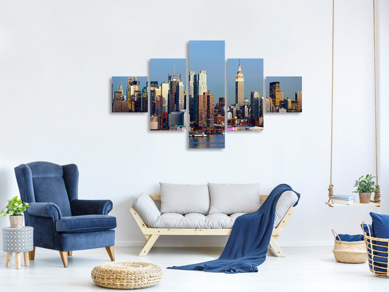 5-piece-canvas-print-skyline-midtown-manhattan