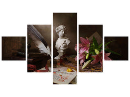 5-piece-canvas-print-still-life-with-lily-and-bust