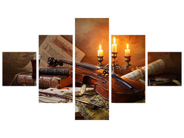 5-piece-canvas-print-still-life-with-violin-and-candles