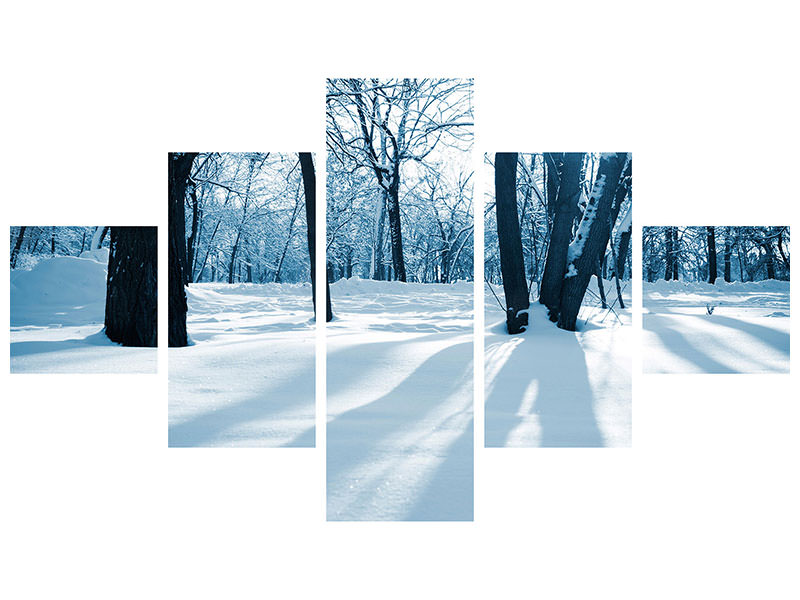 5-piece-canvas-print-the-forest-without-tracks-in-the-snow