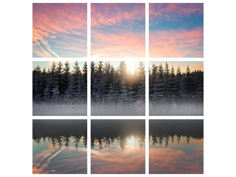 9-piece-canvas-print-small-lake-in-the-forest