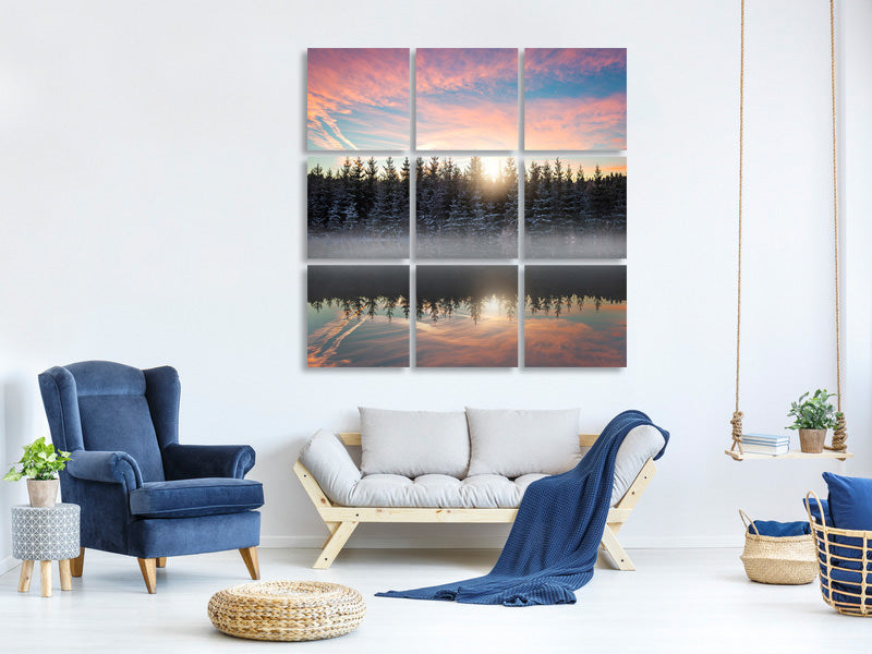 9-piece-canvas-print-small-lake-in-the-forest