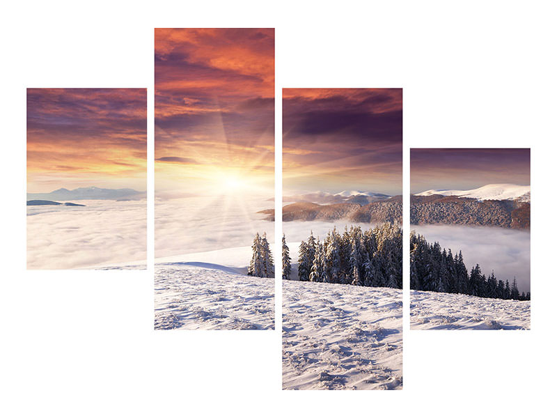 modern-4-piece-canvas-print-sunrise-winter-landscape