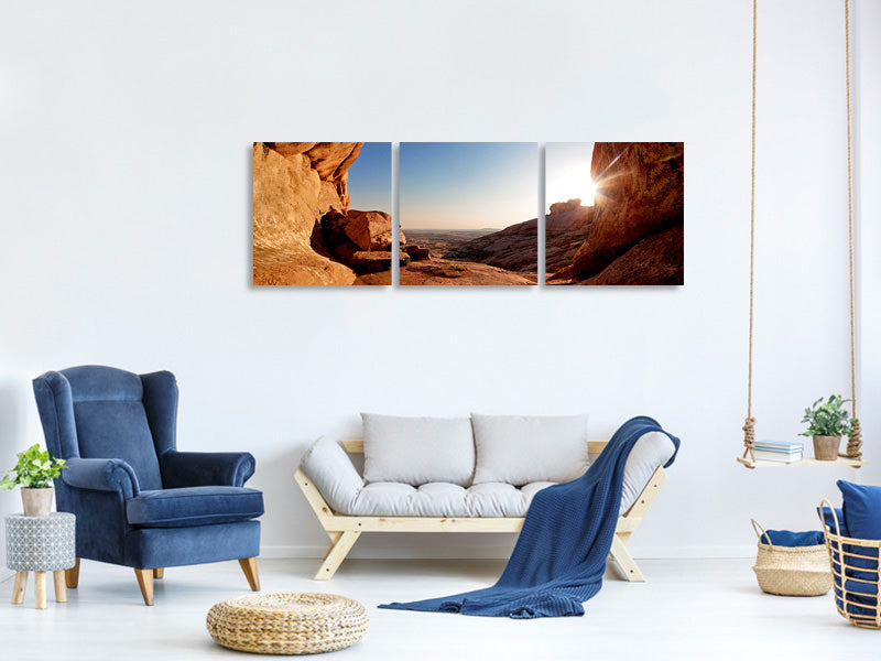 panoramic-3-piece-canvas-print-sunset-in-front-of-the-cave