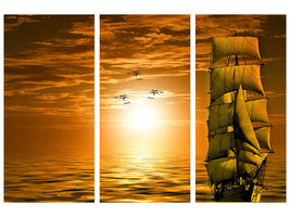 3-piece-canvas-print-sailing-ship-in-the-sunset