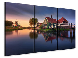 3-piece-canvas-print-zaanse-schans-green-house