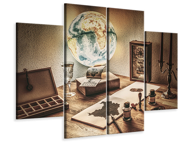 4-piece-canvas-print-antique-desk