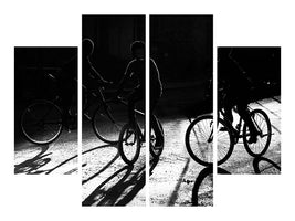 4-piece-canvas-print-boys-bycicles-shadow-and-light