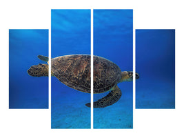 4-piece-canvas-print-green-turtle-in-the-blue