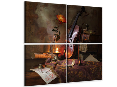 4-piece-canvas-print-still-life-with-violin-and-rose