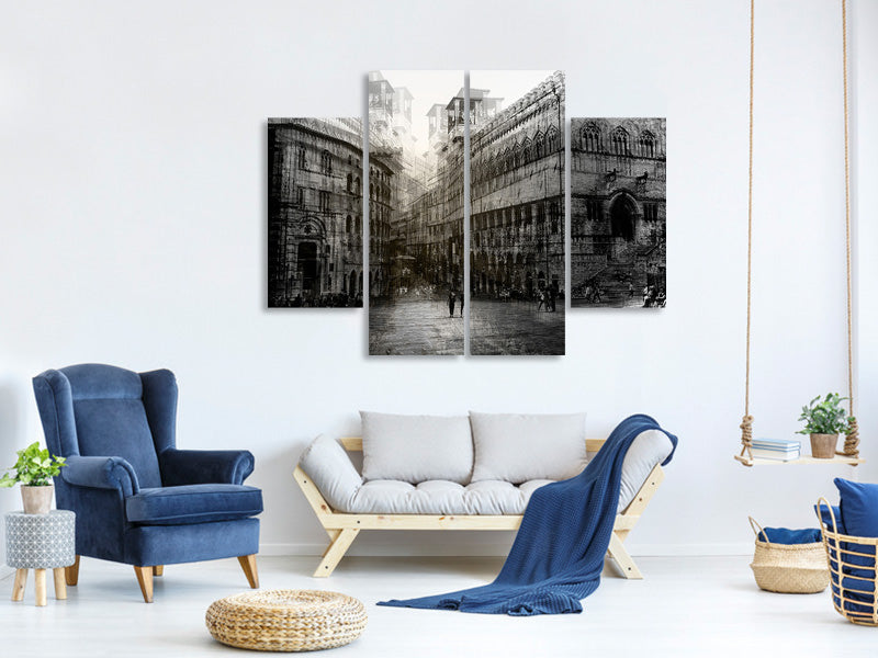 4-piece-canvas-print-walking-in-the-square