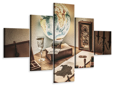 5-piece-canvas-print-antique-desk