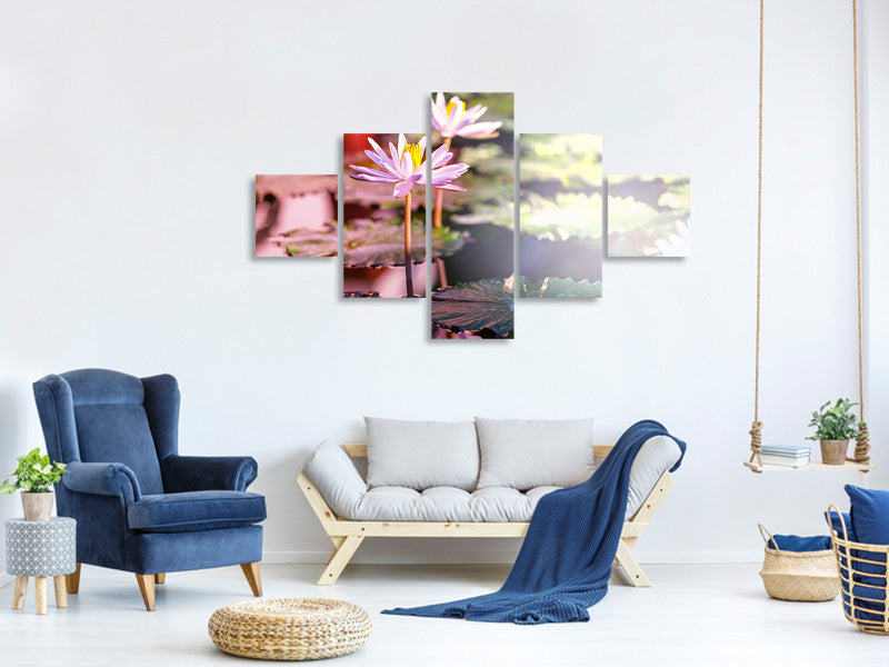 5-piece-canvas-print-lilies-in-pond