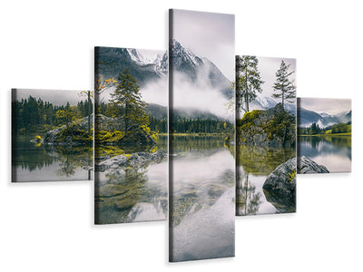 5-piece-canvas-print-rainy-morning-at-hintersee
