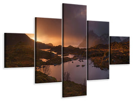 5-piece-canvas-print-sunrise-over-lofoten