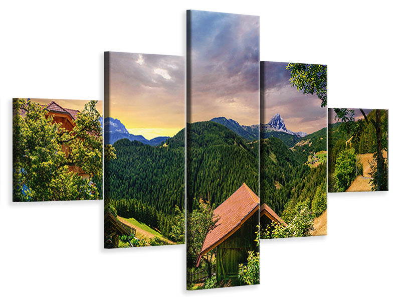 5-piece-canvas-print-swiss-mountains-in-summer