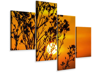 modern-4-piece-canvas-print-a-shrub-in-the-sunset