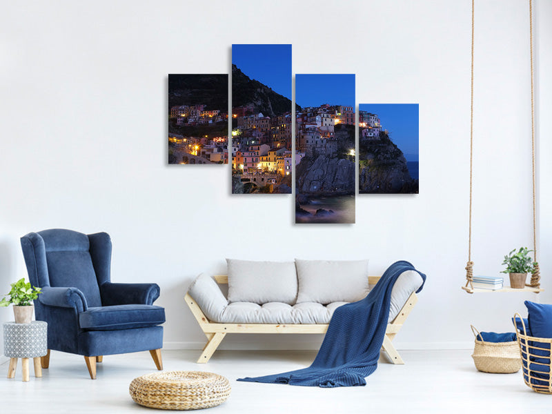 modern-4-piece-canvas-print-at-night-in-cinque