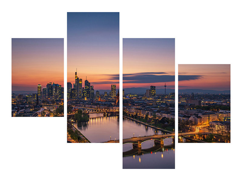 modern-4-piece-canvas-print-frankfurt-skyline-at-sunset