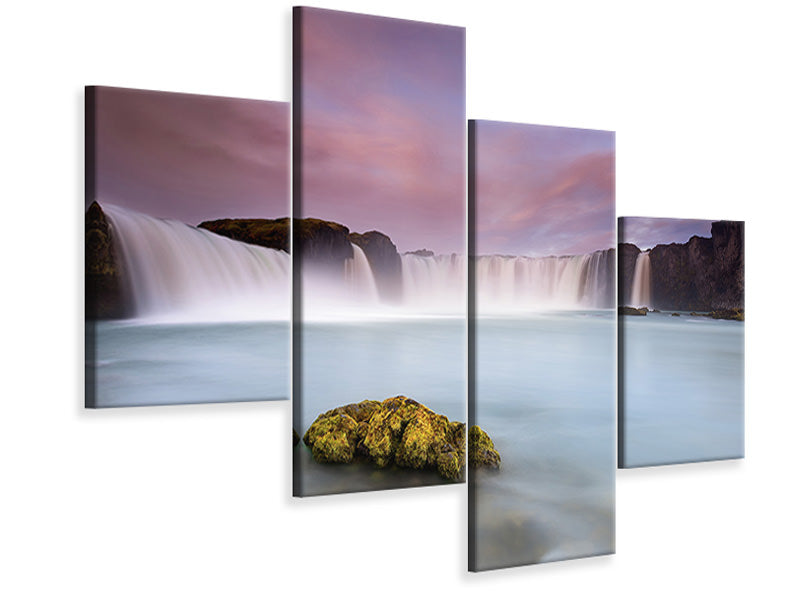 modern-4-piece-canvas-print-godafoss-and-the-moon
