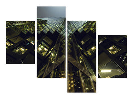 modern-4-piece-canvas-print-imposing-architecture-at-night