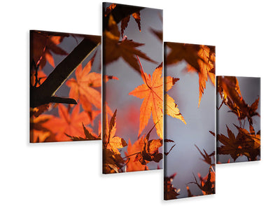 modern-4-piece-canvas-print-maple-leaves-in-autumn