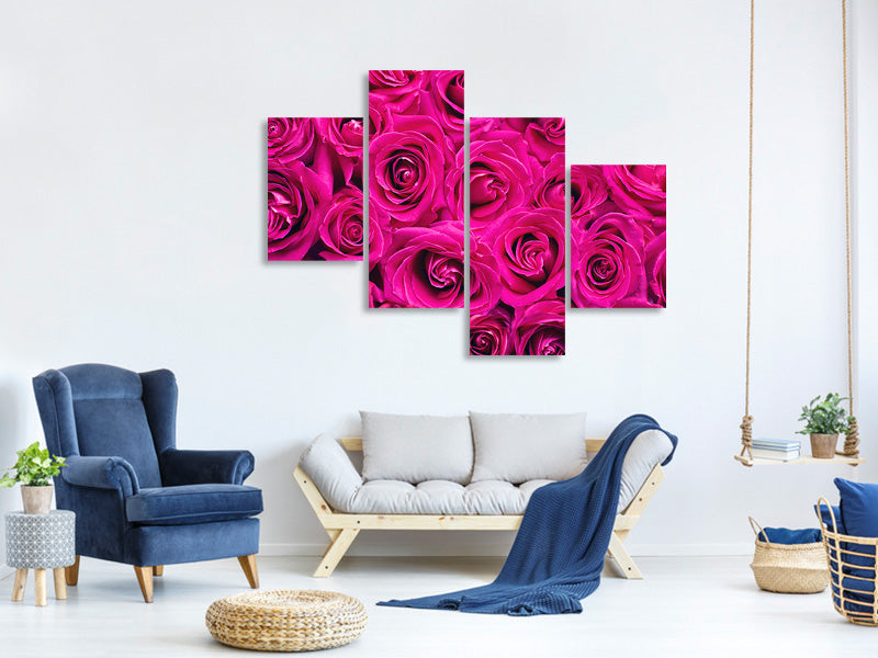 modern-4-piece-canvas-print-rose-petals-in-pink