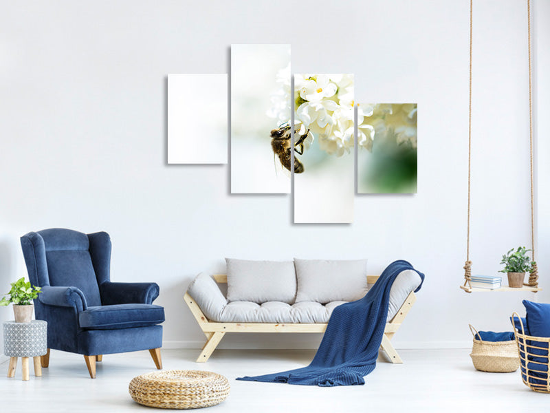 modern-4-piece-canvas-print-the-bumblebee-and-the-flower