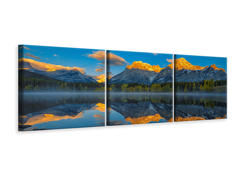 panoramic-3-piece-canvas-print-a-perfect-morning-in-canadian-rockies
