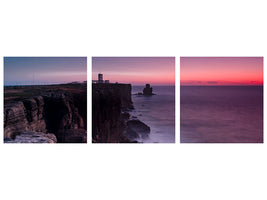 panoramic-3-piece-canvas-print-the-lighthouse-at-dusk